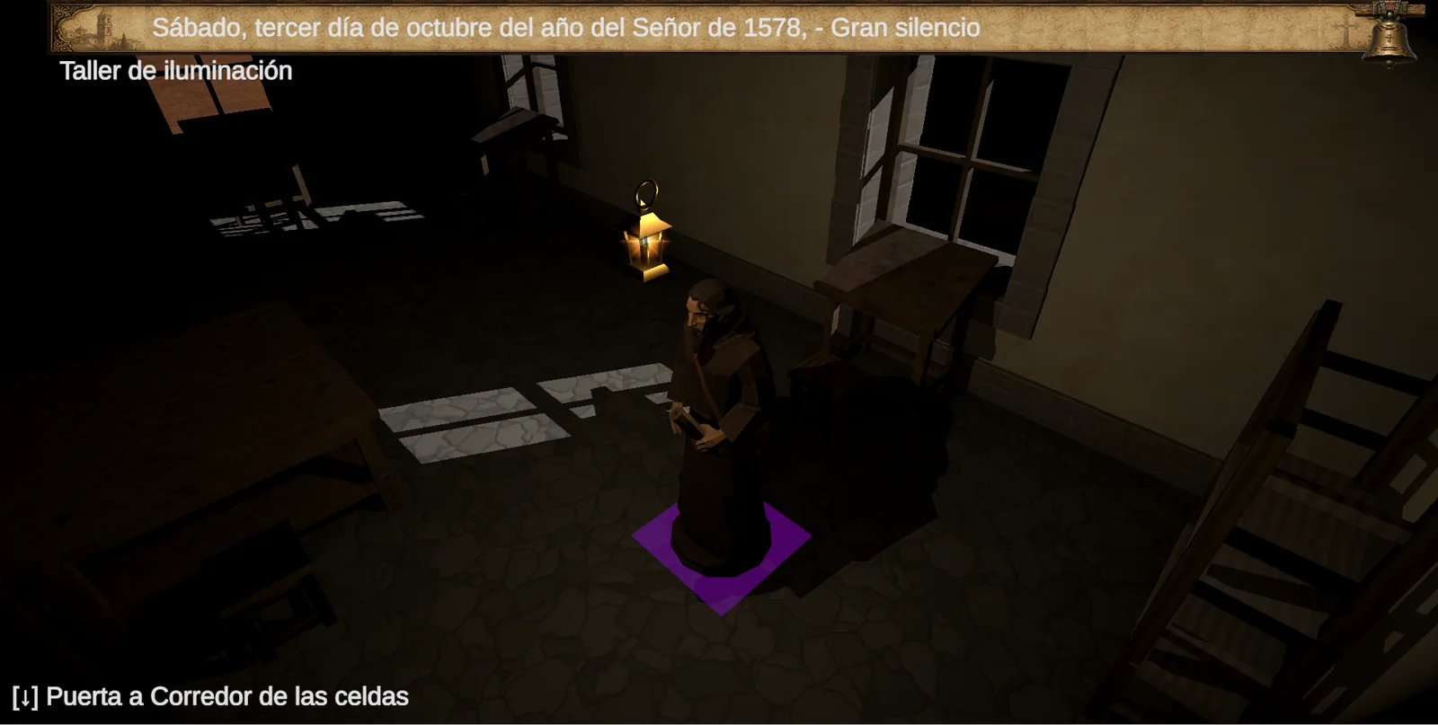 Captura real del taller de iluminación dentro del juego